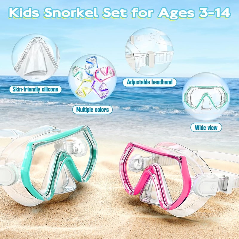 ZipAura Snorkeling Gear for Kids, Kids Snorkel Set for Ages 3-14, Anti-Fog Diving Mask and Dry Top Snorkel Combo Set, Unisex Swimming Goggles - Image 5